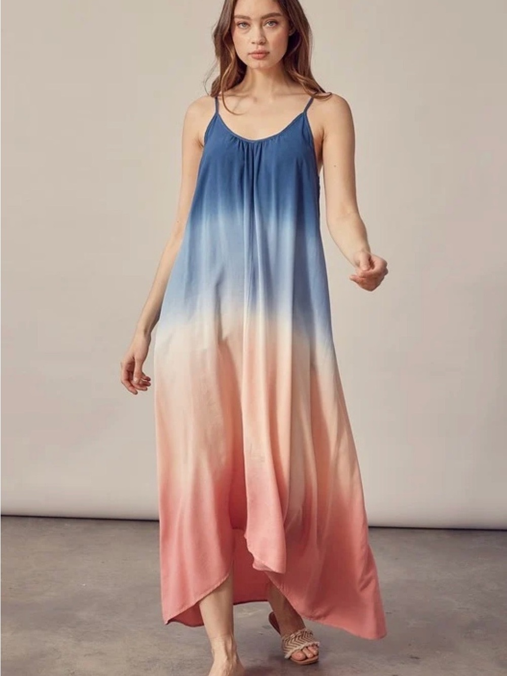 Mustard Seed Blue to Pink Ombre Maxi Dress